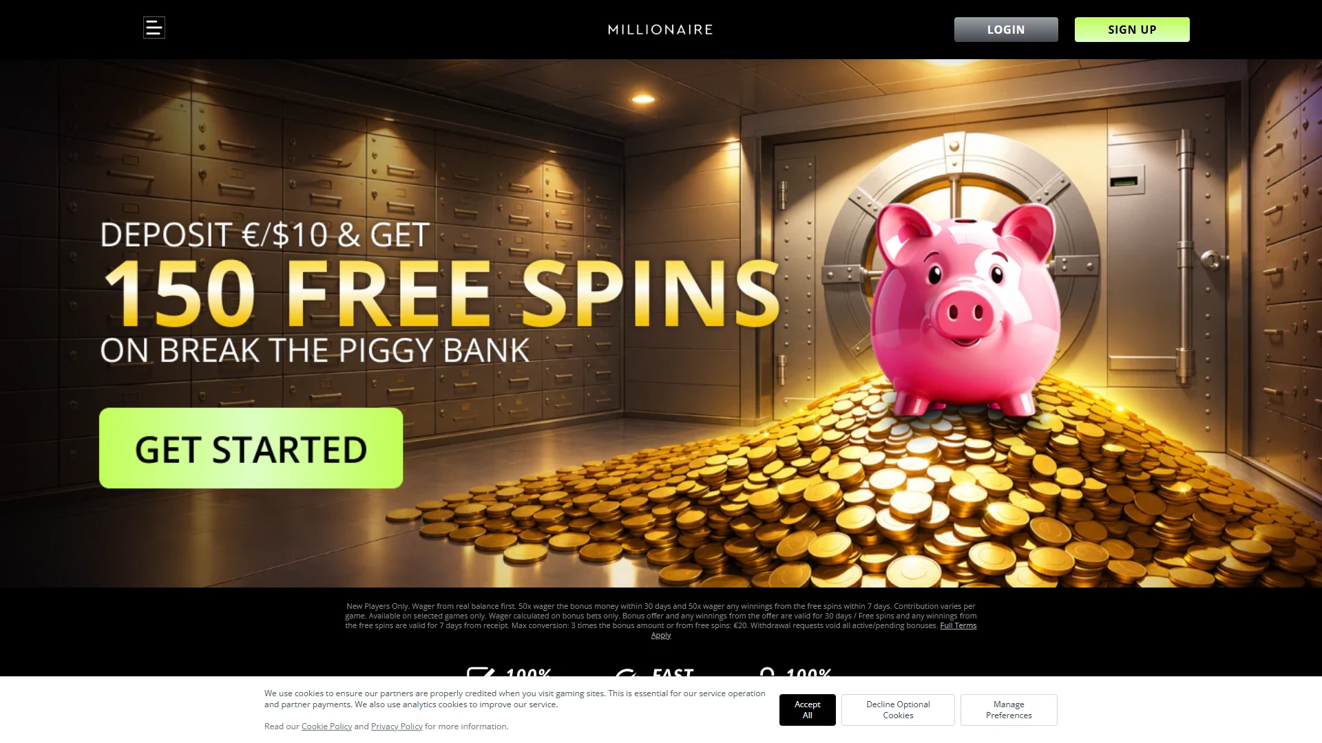 Millionaire Casino promotions page